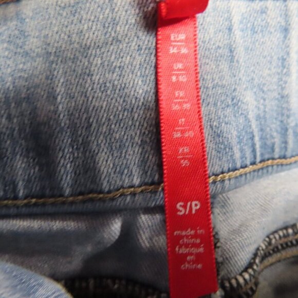 Spanx Skinny Jeans Small Pull On Tonal Tuxedo Side Stripe Distressed Raw Hem - Picture 10 of 12